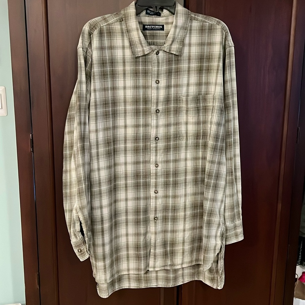 Britches Men's Casual Button Down Shirt - Green Plaid
